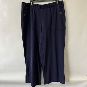 Pure Jill Navy Wide Leg Pull On Crop Pants NWT